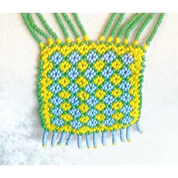 Vintage Ukrainian Gerdan Folk Art Hand Beaded Necklace - Picture 3 of 5